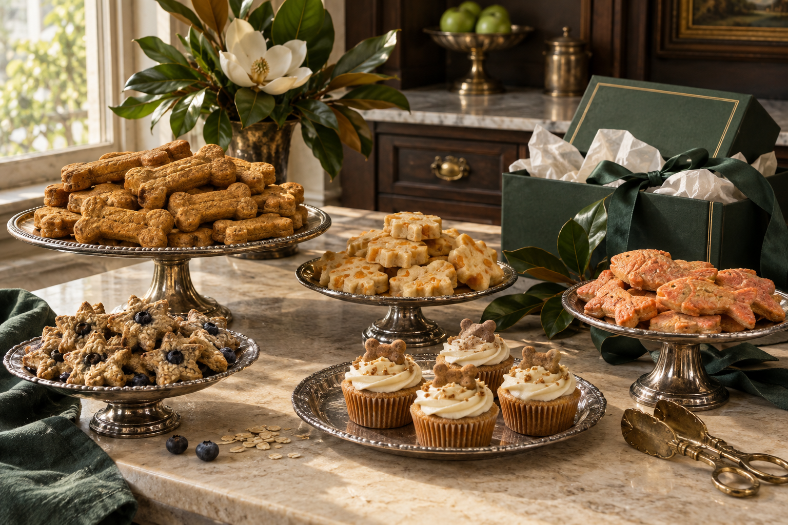 Assorted handcrafted Bayou and Bone dog biscuits