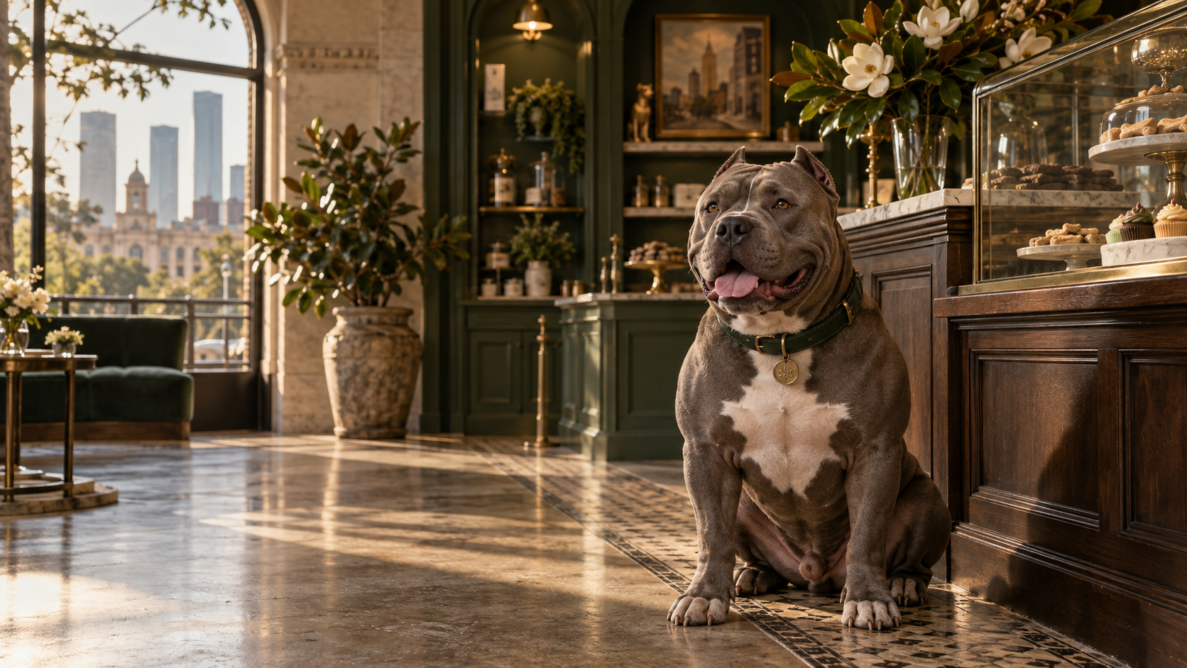 Theodore, the American Bully host of Bayou and Bone